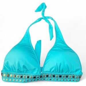 VENUS Turquoise Studded Halter Bikini Top